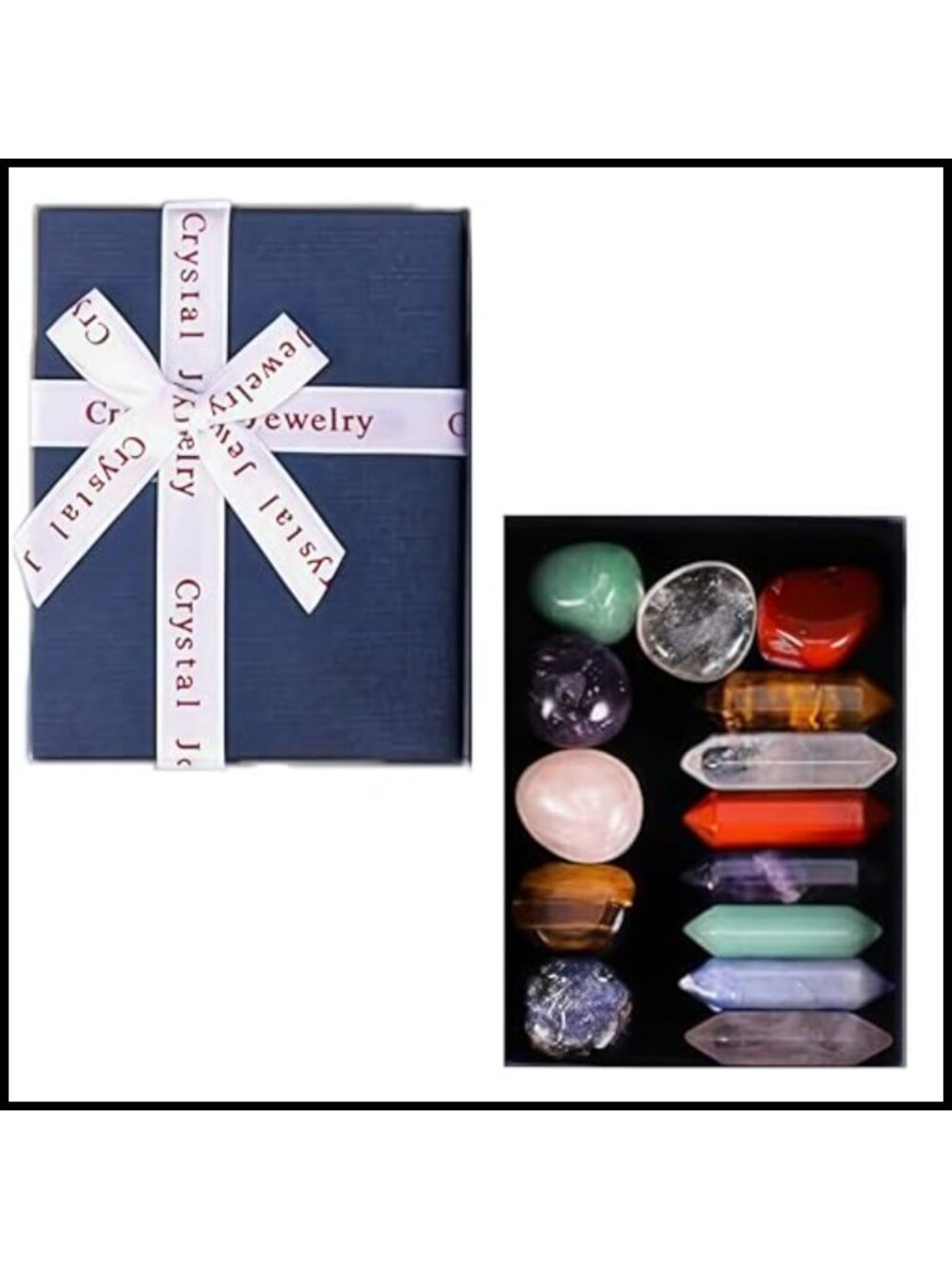 14 Natural Agate Crystal Stones with Gift Box - Healing Meditation Home Decor